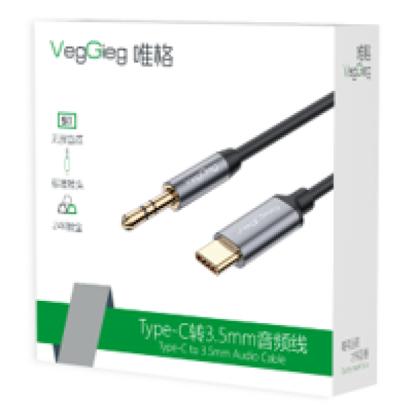 Typec Male to 3.5mm Male Audio Cable 1m - V-A600