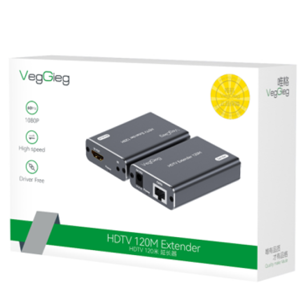 Bộ kéo dài HDMI 120M qua Lan Network Extender with IR  remoter - V-HD120